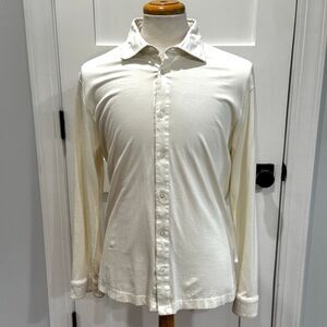 Left Coast Tee Long Sleeve Button Front Shirt. Large. Cream color.